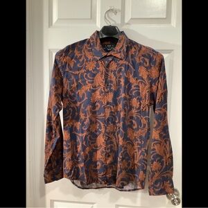 Men's Casual Button Down Shirt - Blue and Orange Floral size medium.NWT.
